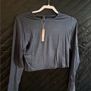 SKIMS Long Sleeve Top in Charcoal Black